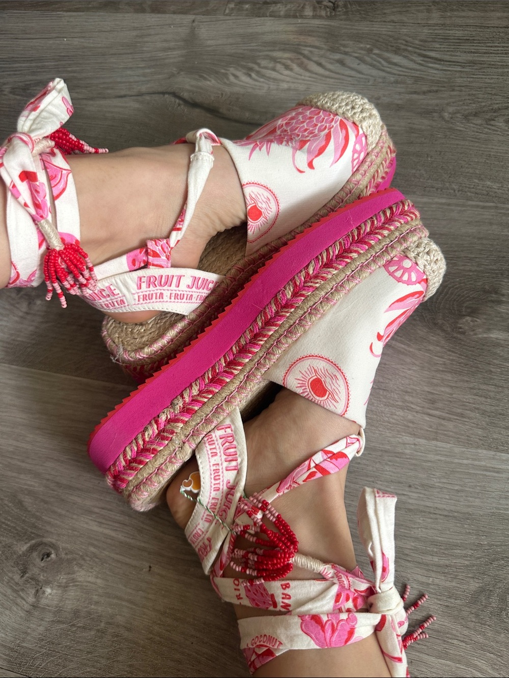 FARM Rio Pink Pineapple Espadrille Sandals